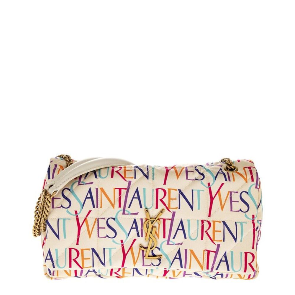 Saint Laurent Jamie Medium Silk Shoulder Bag, White